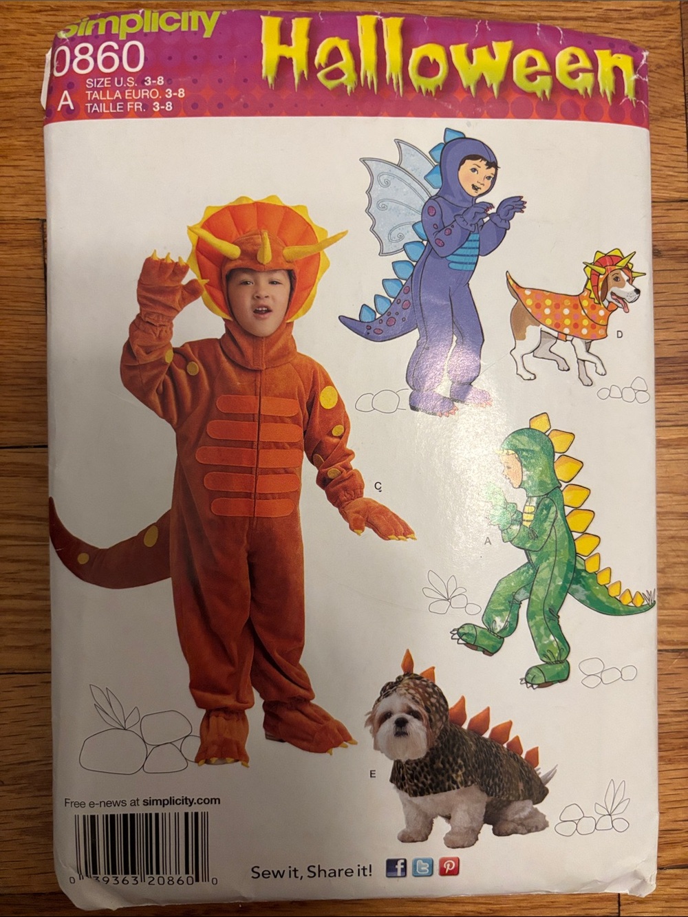 Simplicity Pattern #0860 Childs Costumes and Dog Costumes Sizes:  3 - 8